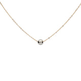 SALE - Solid Gold Faceted Mirror Ball Necklace - White Gold Ball / Yellow Gold Chain - Necklaces - Ofina