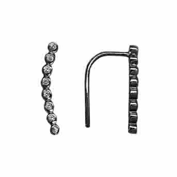 SALE - Graduated CZ Circles Ear Crawler - Gunmetal / Right - Earrings - Ofina