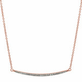 Thin Curved Bar Diamond Necklace - Rose Gold - Necklaces - Ofina