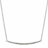 Thin Curved Bar Diamond Necklace - White Gold - Necklaces - Ofina
