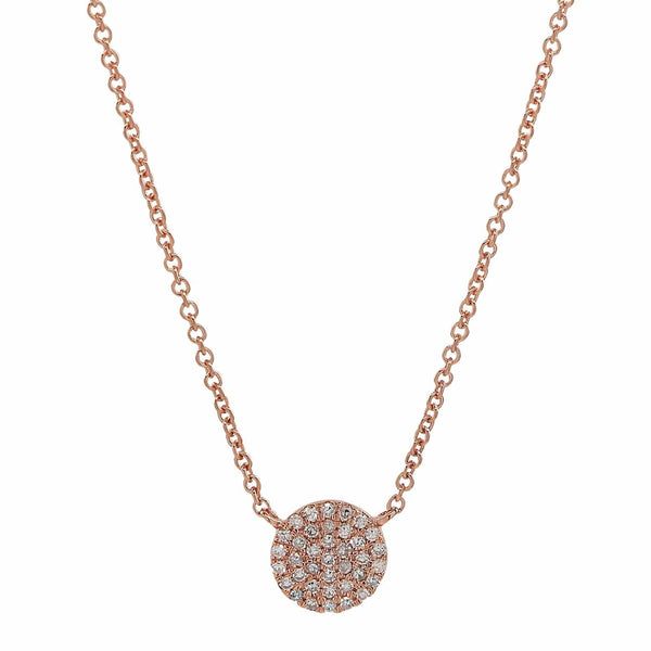 Pave Diamond Circle Necklace - Rose Gold - Necklaces - Ofina