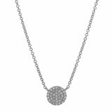 Pave Diamond Circle Necklace - White Gold - Necklaces - Ofina