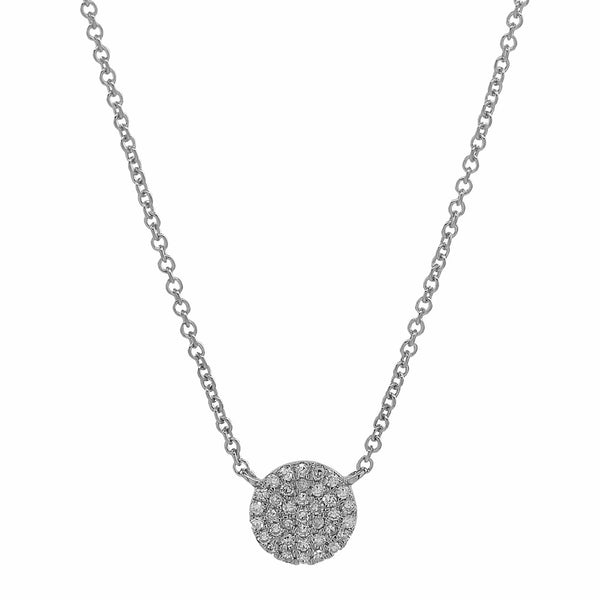Pave Diamond Circle Necklace - White Gold - Necklaces - Ofina