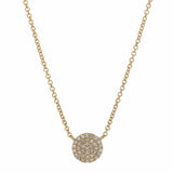 Pave Diamond Circle Necklace - Yellow Gold - Necklaces - Ofina