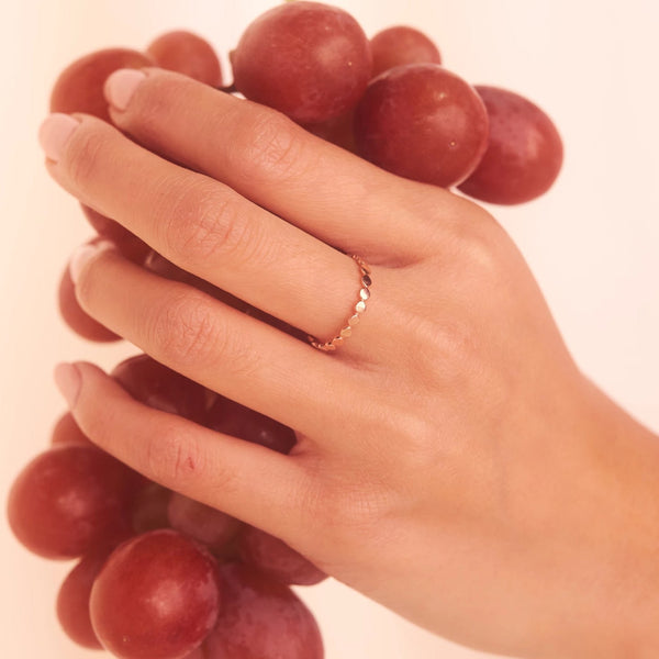 10k Solid Gold Flat Beaded Ring - - Rings - Ofina