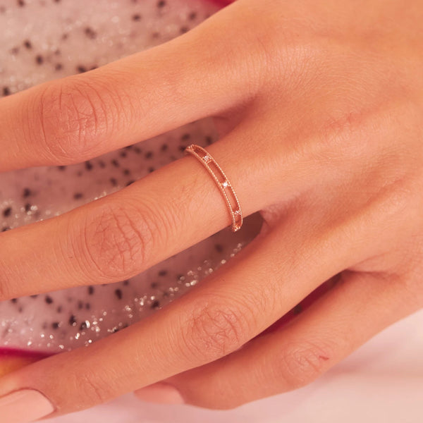 10k Solid Gold CZ Double Band Ring - - Rings - Ofina