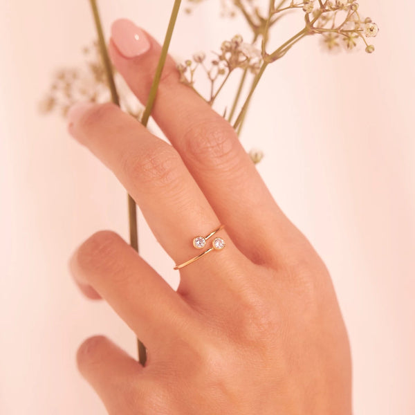 Double CZ Adjustable Ring - - Rings - Ofina