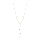 Tiny Garnet Stone Y-Drop Necklace - - Necklaces - Ofina