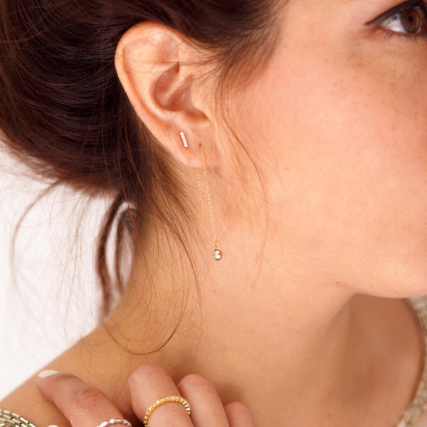 Bezel Stone Ear Threaders (more stones) - - Earrings - Ofina