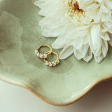 10k Solid Gold Opal Huggies - - Earrings - Ofina