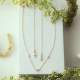 14k Solid Gold CZ Teardrop Ear Threaders - - Earrings - Ofina
