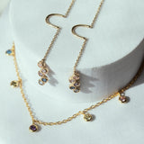 14k Solid Gold CZ Colorful Ear Threaders - - Earrings - Ofina