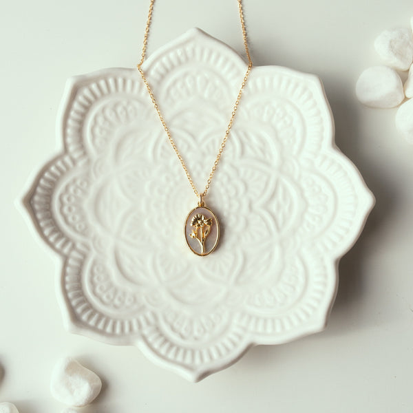 Birth Flower Necklace - - Necklaces - Ofina