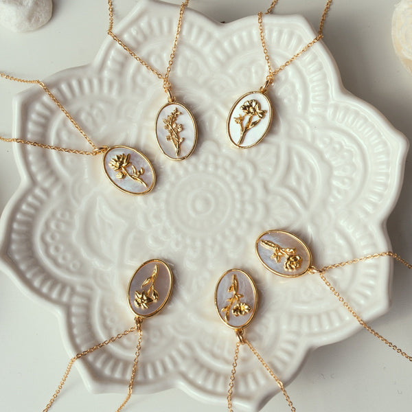 Birth Flower Necklace - - Necklaces - Ofina