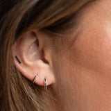 10k Solid Gold Black CZ Huggies - - Earrings - Ofina