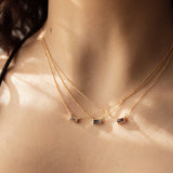 Emerald Shape Horizontal Birthstone Necklaces - - Necklaces - Ofina