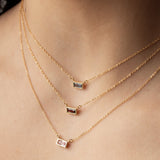 Emerald Shape Horizontal Birthstone Necklaces - - Necklaces - Ofina