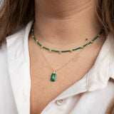 Emerald & Beaded Nugget Necklace - - Necklaces - Ofina