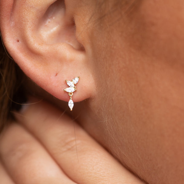 Stacked CZ Marquis Duo w/ CZ Drop Studs - - Earrings - Ofina