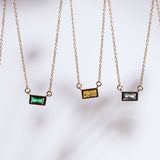 Emerald Shape Horizontal Birthstone Necklaces - - Necklaces - Ofina