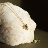 Bezelled Emerald Green CZ Studs - - jewelry - Ofina