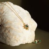Green CZ Starburst Necklace - - Necklaces - Ofina