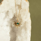 Green CZ Starburst Necklace - - Necklaces - Ofina