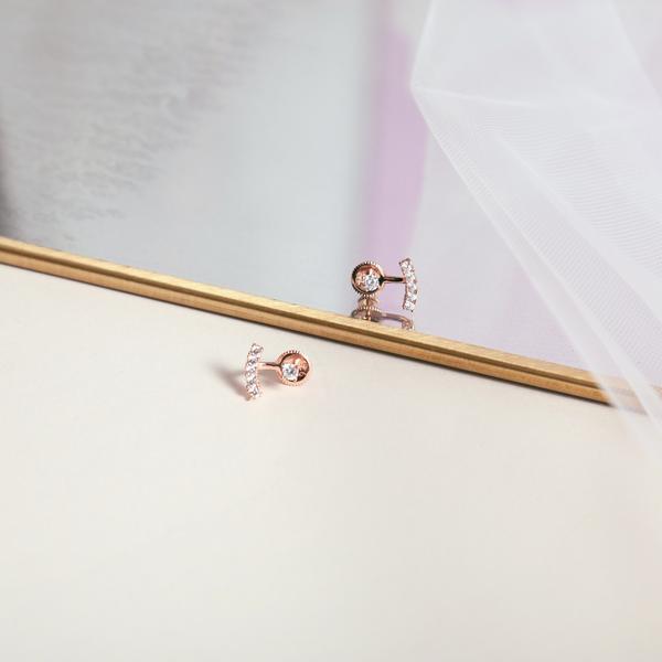 Curved Multi-CZ Ear Jacket - - Earrings - Ofina
