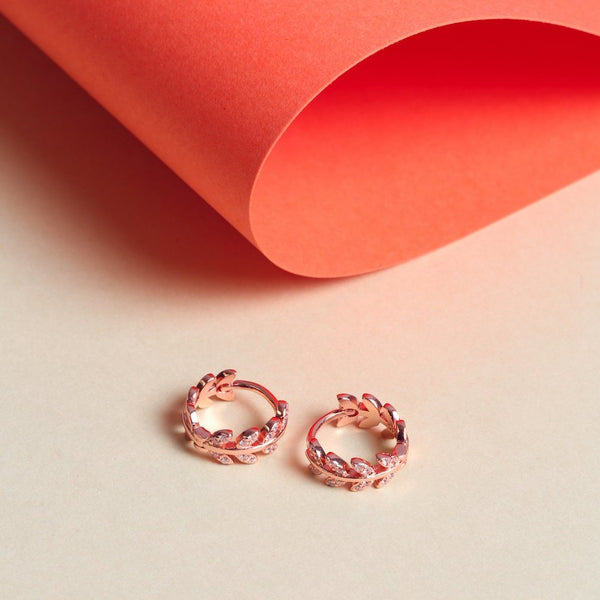 CZ Leaves Huggie - - Earrings - Ofina