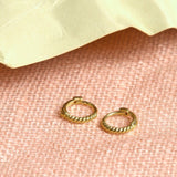10k Solid Gold Twisted Huggie - - Earrings - Ofina