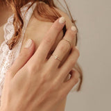 10k Solid Gold Vertical CZ Baguette Ring - - Rings - Ofina