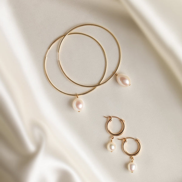 Detachable Pearl Hoop Earrings - - Earrings - Ofina