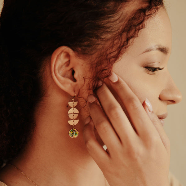 Half Moon Drop Abalone Stone Earrings - - Earrings - Ofina