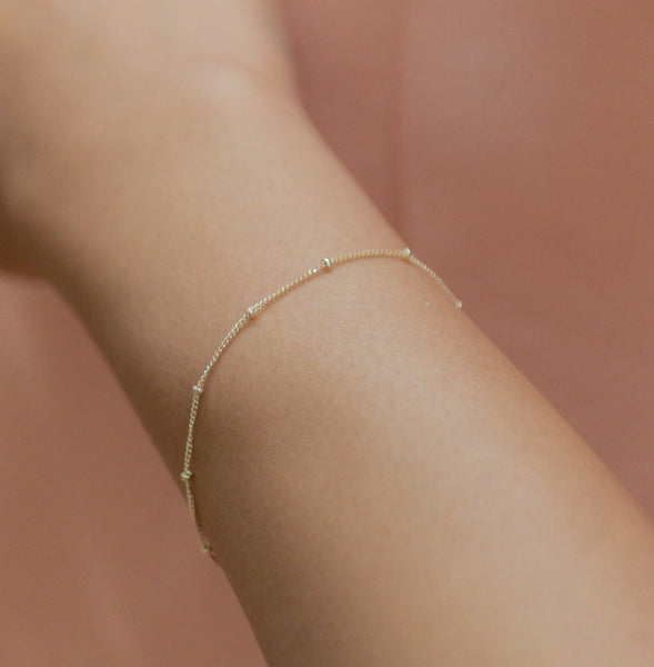 14k Solid Gold Ball Chain Bracelet - - Bracelets - Ofina
