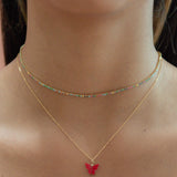 Red Butterfly Necklace - - Necklaces - Ofina