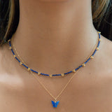 Blue Butterfly Necklace - - Necklaces - Ofina
