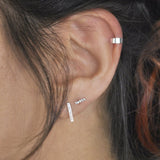 10k Solid Gold CZ Bar Studs - - Earrings - Ofina