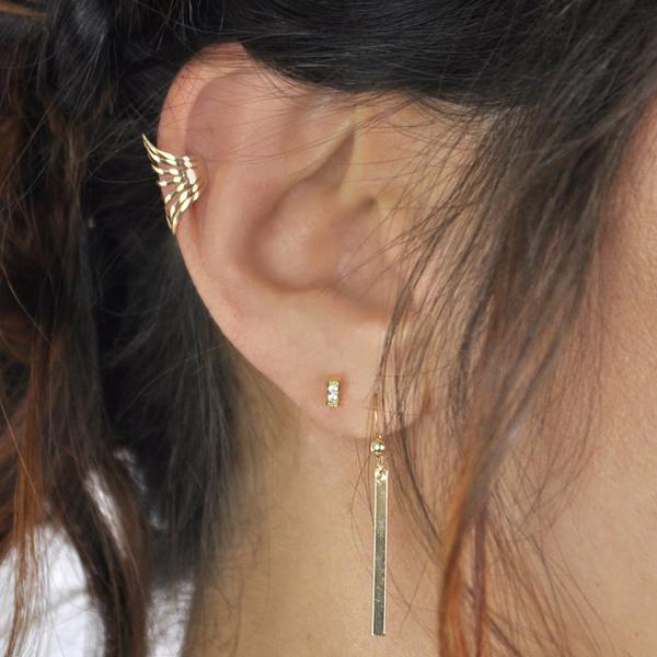CZ Tiny Bar Studs - - Earrings - Ofina