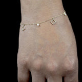 14k Solid Gold CZ & Twisted Diamond Shape Bracelet / Anklet - - Bracelets - Ofina