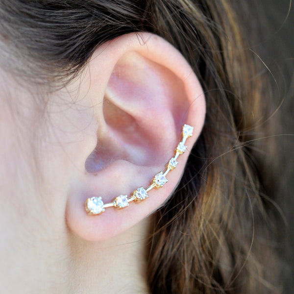 SALE - Curved Graduated CZ Crawler - - Earrings - Ofina