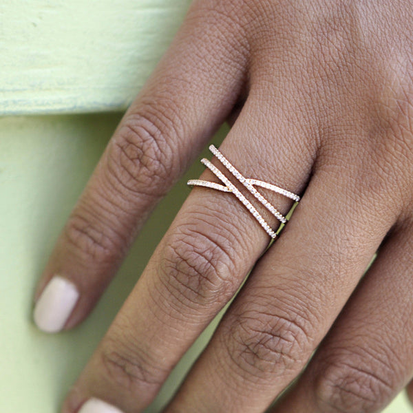 14k Diamonds Swirl Ring - - Rings - Ofina