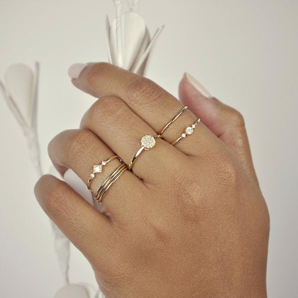 10k Solid Gold CZ Circle Ring - - Rings - Ofina