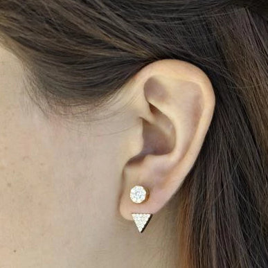 Circle and Triangle CZ Ear Jacket - - Earrings - Ofina