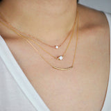 6mm Round CZ Bezel Link Necklace - - Necklaces - Ofina