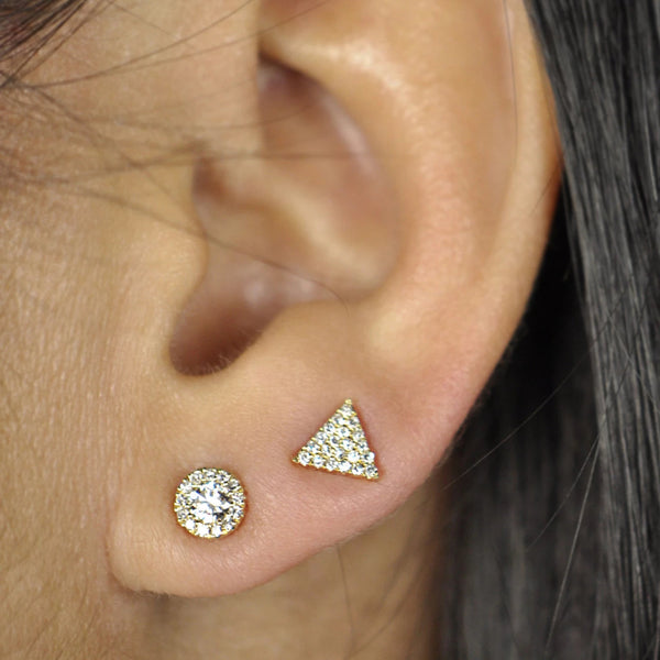 Diamonds Round Pave Stud Earrings - - Earrings - Ofina