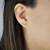 CZ Circle Cutout Studs - - Earrings - Ofina