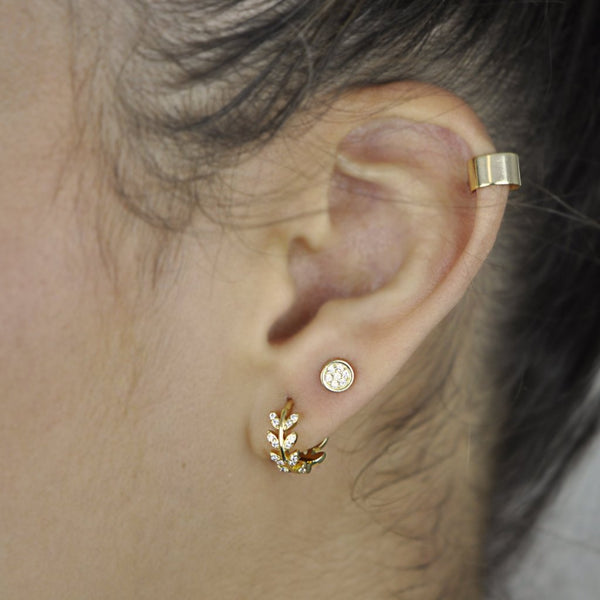CZ Leaves Huggie - - Earrings - Ofina
