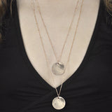 SALE - Brushed Disc Long Necklace - - Necklaces - Ofina