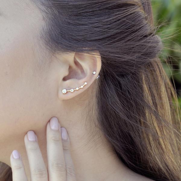 SALE - Curved Graduated CZ Crawler - - Earrings - Ofina