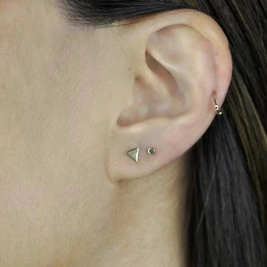 10k Solid Gold Triangle Studs - - Earrings - Ofina